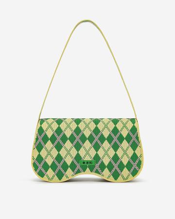 JW PEI Becci Knitted Women Shoulder Bags Yellow / Green | SG1297MA