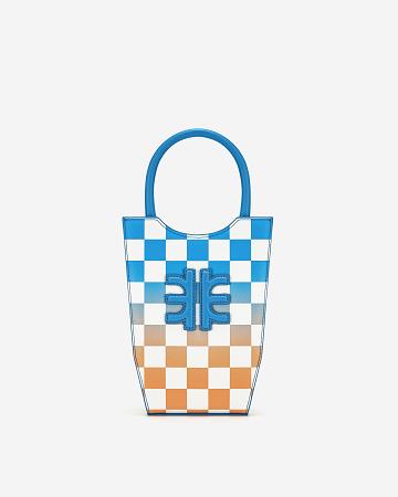 JW PEI FEI Gradient Checkerboard Women Phone Bag Blue / Orange | SG1351WY