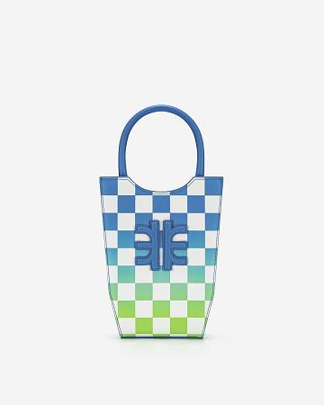 JW PEI FEI Gradient Checkerboard Women Phone Bag Blue / Green | SG1352EX