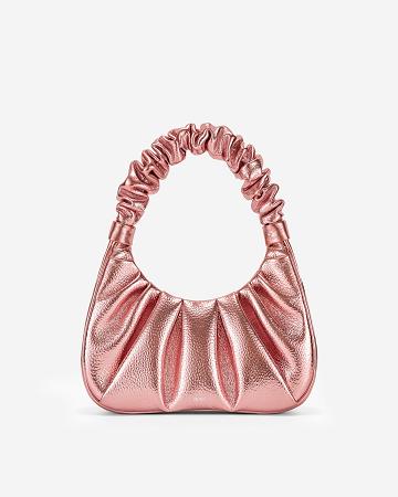 JW PEI Gabbi Metallic Ruched Hobo Women Shoulder Bags Pink | SG1243BC