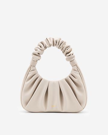 JW PEI Gabbi Ruched Hobo Mini Women Shoulder Bags White | SG1223RW