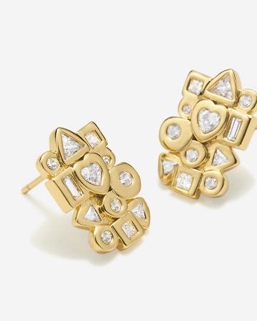 JW PEI Geometrical Combination Earrings Women Jewelry Gold / White | SG1093RW