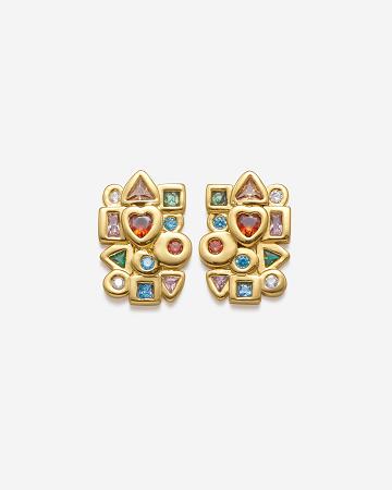 JW PEI Geometrical Combination Earrings Women Jewelry Gold / Multicolor | SG1094TV