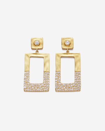 JW PEI Geometrical Openwork Rectangle Earrings Women Jewelry Gold / White | SG1089MA