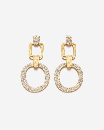 JW PEI Geometrical Openwork Round Earrings Women Jewelry Gold / White | SG1085CE