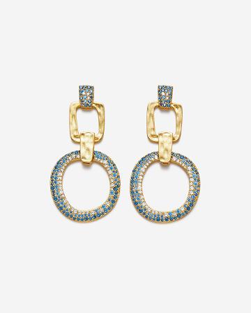 JW PEI Geometrical Openwork Round Earrings Women Jewelry Gold / Blue | SG1087BC