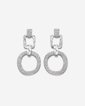 JW PEI Geometrical Openwork Round Earrings Women Jewelry White / Silver | SG1088NB