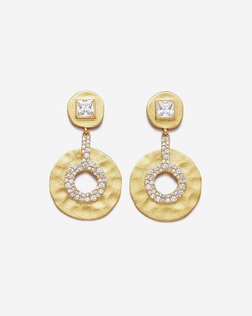 JW PEI Geometrical Openwork Small Round Earrings Women Jewelry Gold / White | SG1081KI