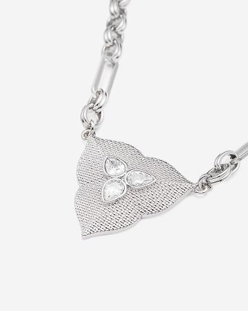 JW PEI Leaf Pendant Necklace Women Jewelry White Gold / Silver | SG1071IS