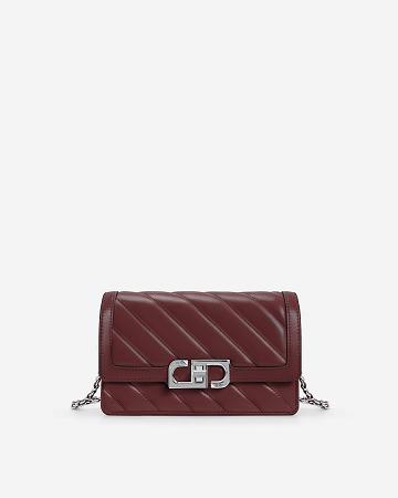 JW PEI Lottie Chain Women Crossbody Bags Burgundy / Red | SG1487IS