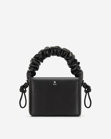 JW PEI Rylee Pleated Drawstring Top Handle Women Handbag Black | SG1377WY