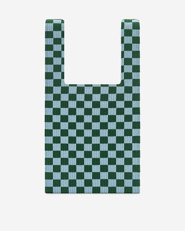 JW PEI Shea Checkerboard Knitted Women Tote Bags Green | SG1170EX