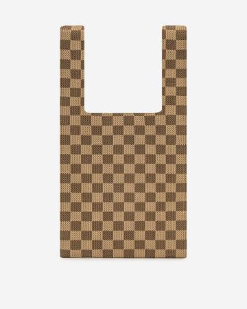 JW PEI Shea Checkerboard Knitted Women Tote Bags Brown | SG1172TV