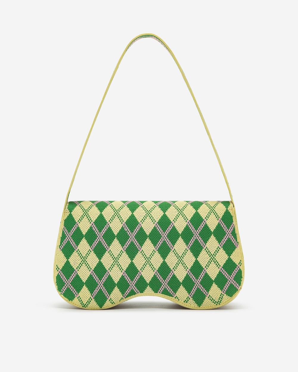 JW PEI Becci Knitted Women Shoulder Bags Yellow / Green | SG1297MA