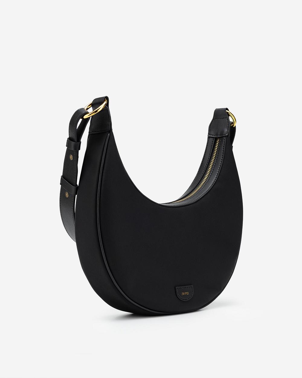 JW PEI Carly Nylon Saddle Women Crossbody Bags Black | SG1520GL