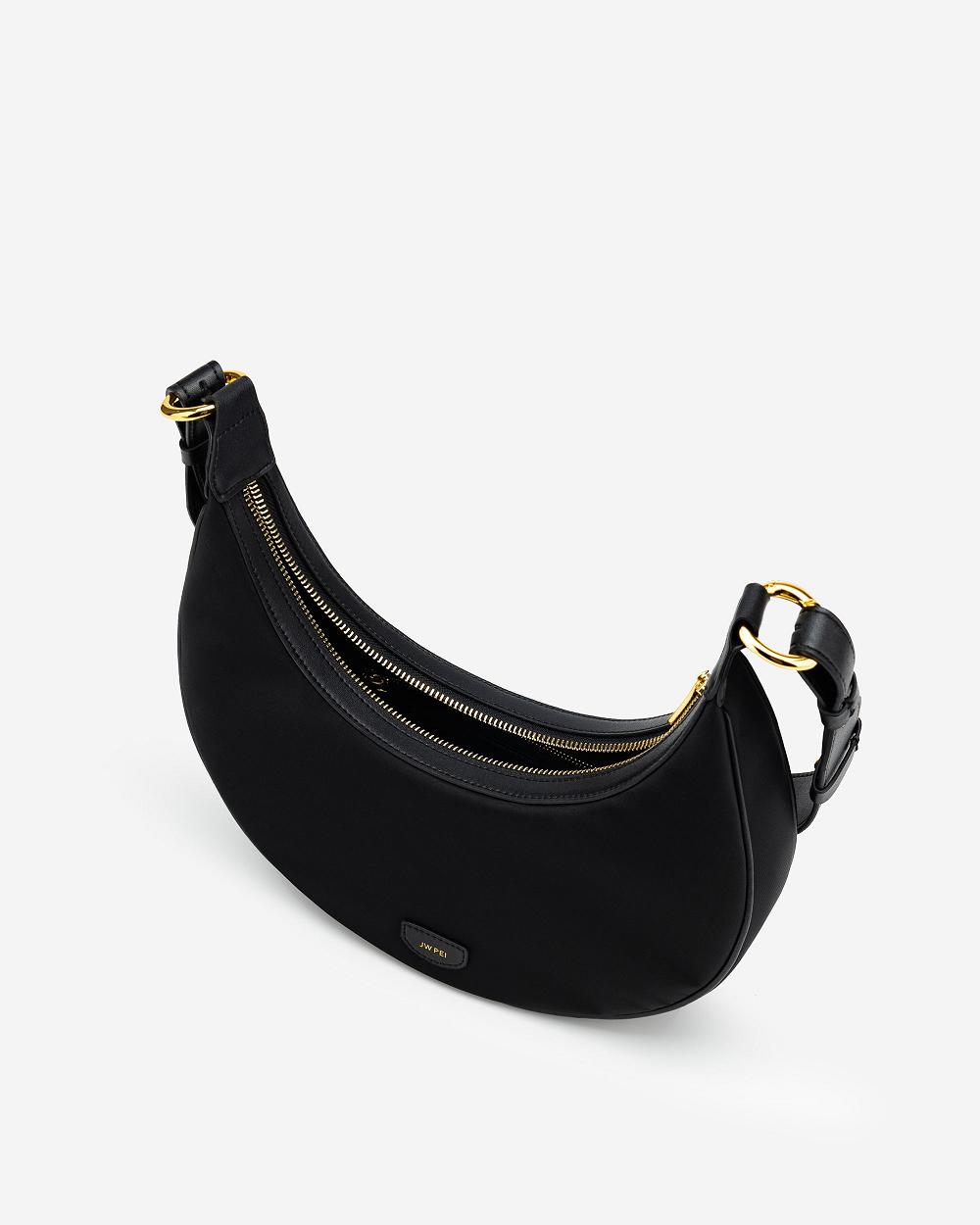 JW PEI Carly Nylon Saddle Women Crossbody Bags Black | SG1520GL