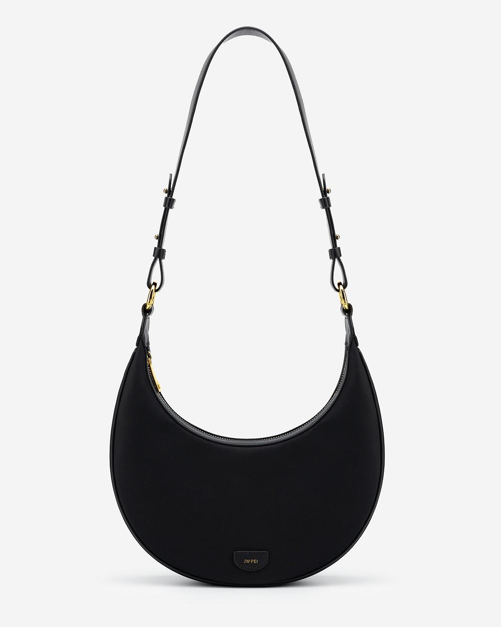 JW PEI Carly Nylon Saddle Women Crossbody Bags Black | SG1520GL