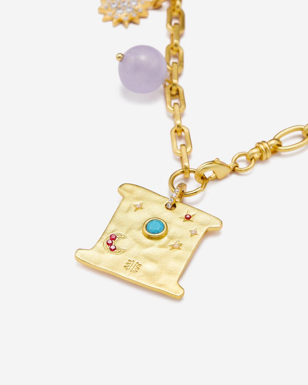 JW PEI Cosmos Square Multi Charm Necklace Women Jewelry Gold / Turquoise / Multicolor / Purple | SG1105HK