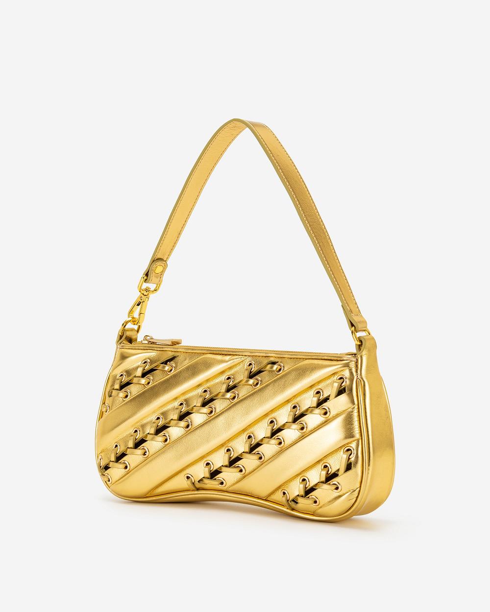 JW PEI Eva Metallic Straps Women Shoulder Bags Gold | SG1285FM