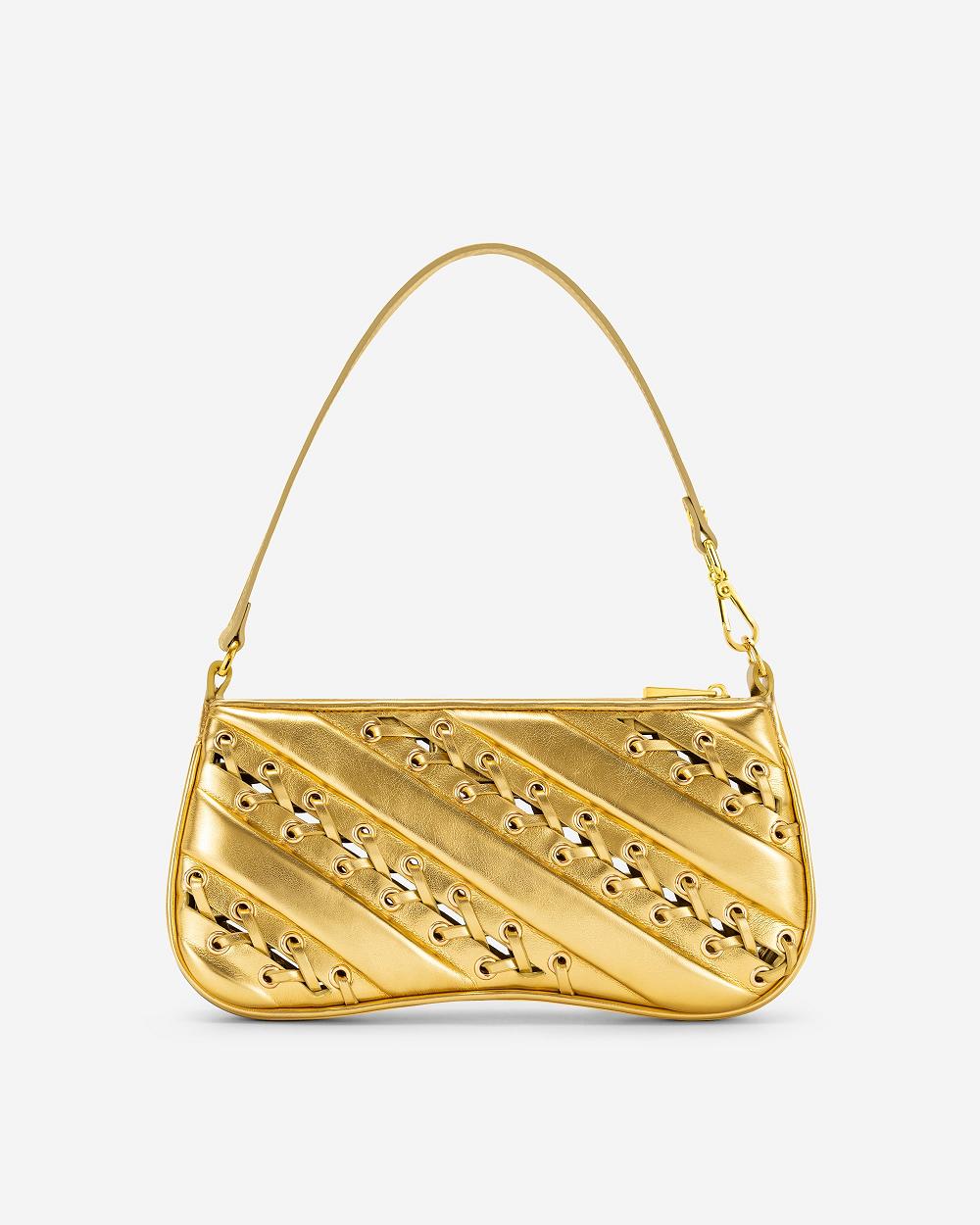 JW PEI Eva Metallic Straps Women Shoulder Bags Gold | SG1285FM