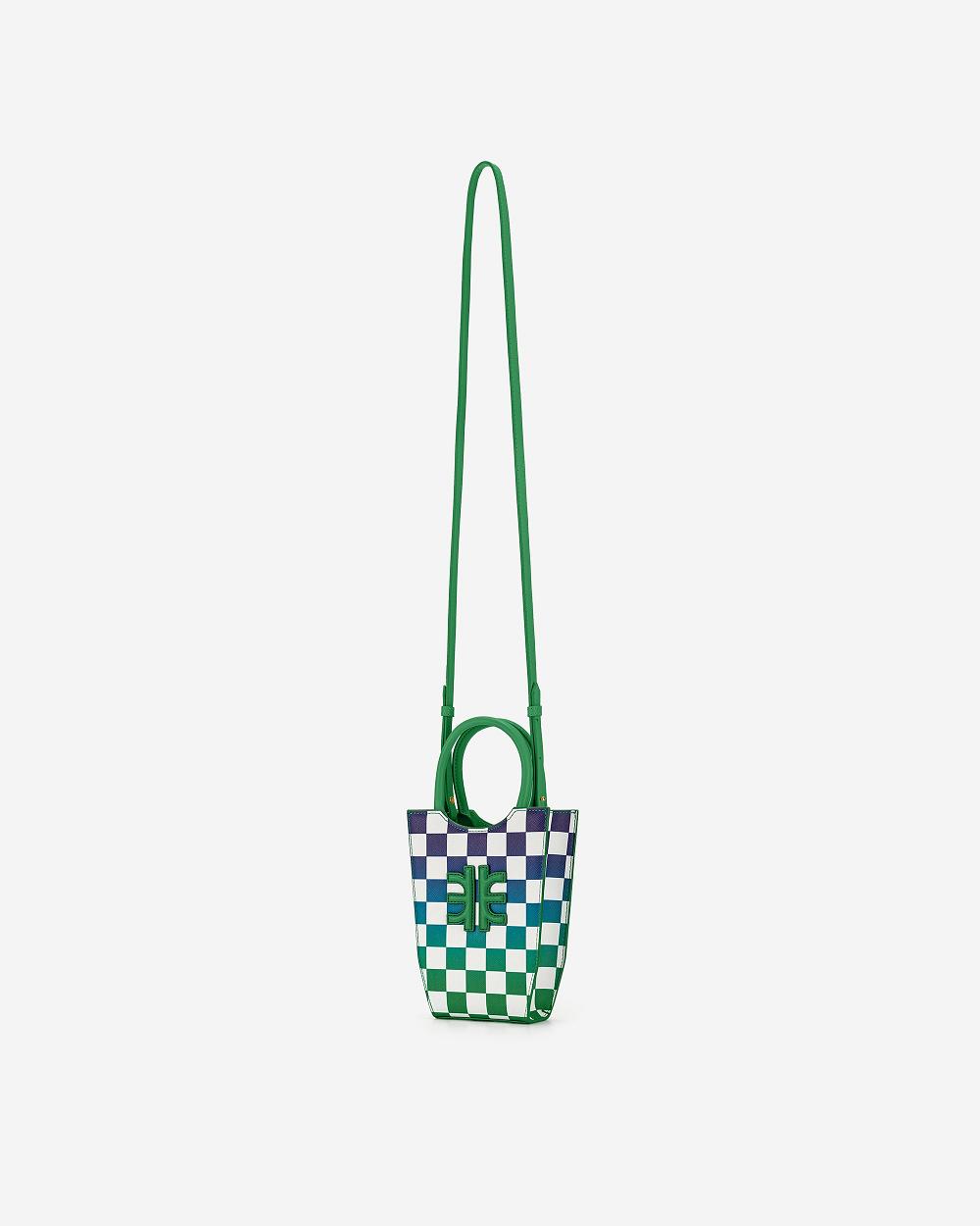 JW PEI FEI Gradient Checkerboard Women Phone Bag Green / Blue | SG1345CE