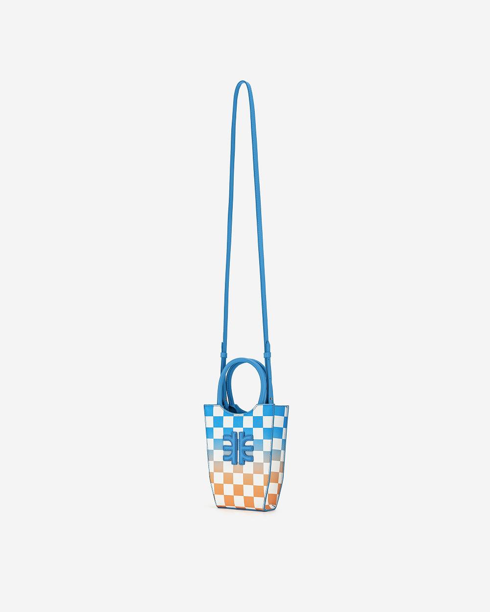 JW PEI FEI Gradient Checkerboard Women Phone Bag Blue / Orange | SG1351WY