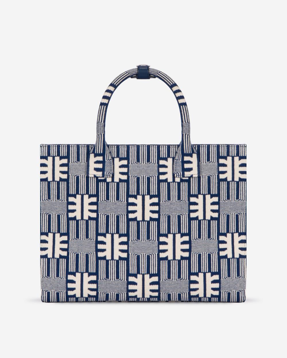 JW PEI FEI Jacquard Knit Medium Women Tote Bags Navy | SG1182GL