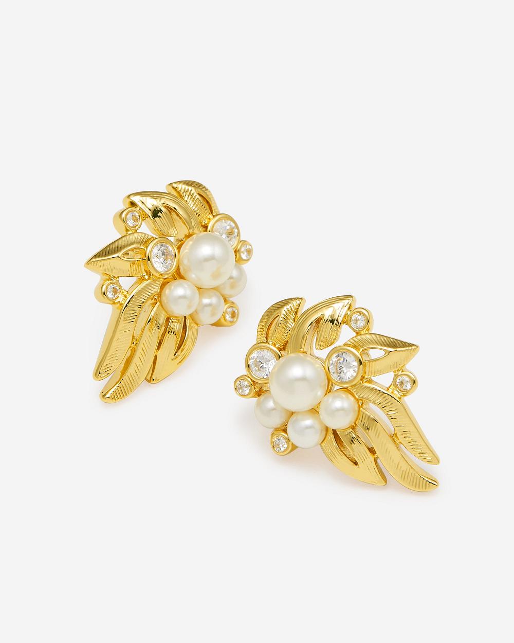 JW PEI Flowers Earings Women Jewelry Gold / White | SG1097IS