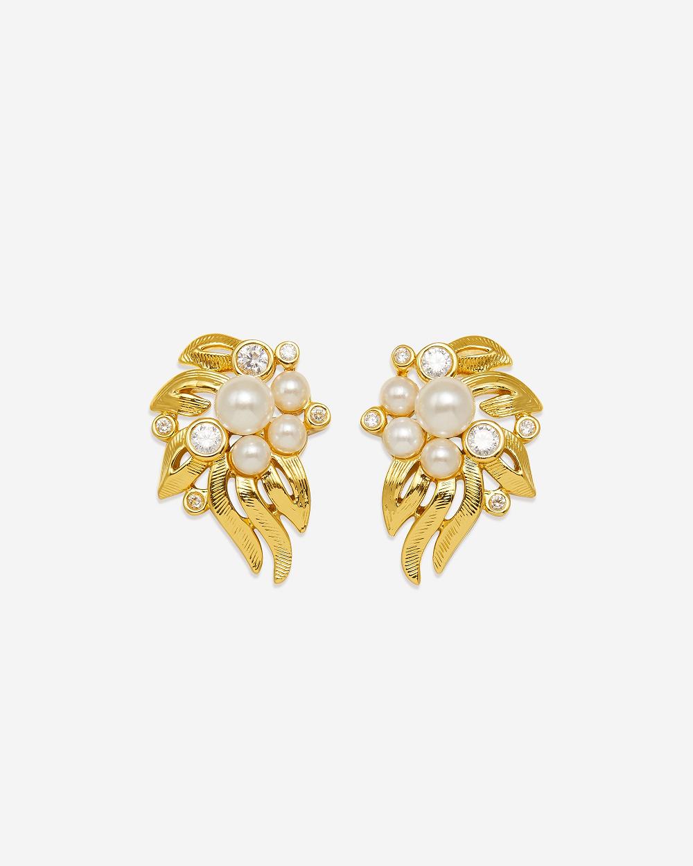 JW PEI Flowers Earings Women Jewelry Gold / White | SG1097IS