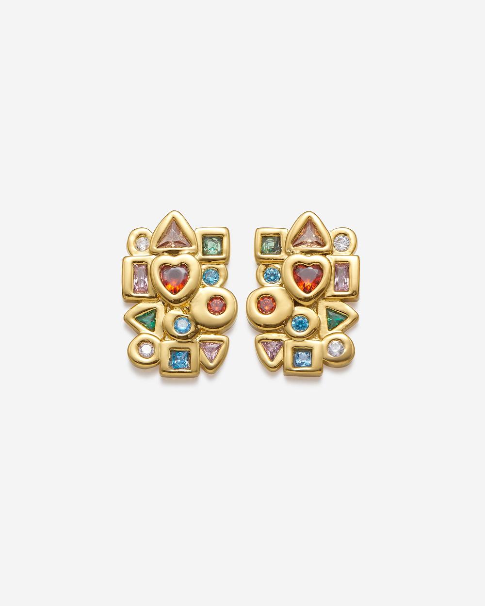 JW PEI Geometrical Combination Earrings Women Jewelry Gold / Multicolor | SG1094TV