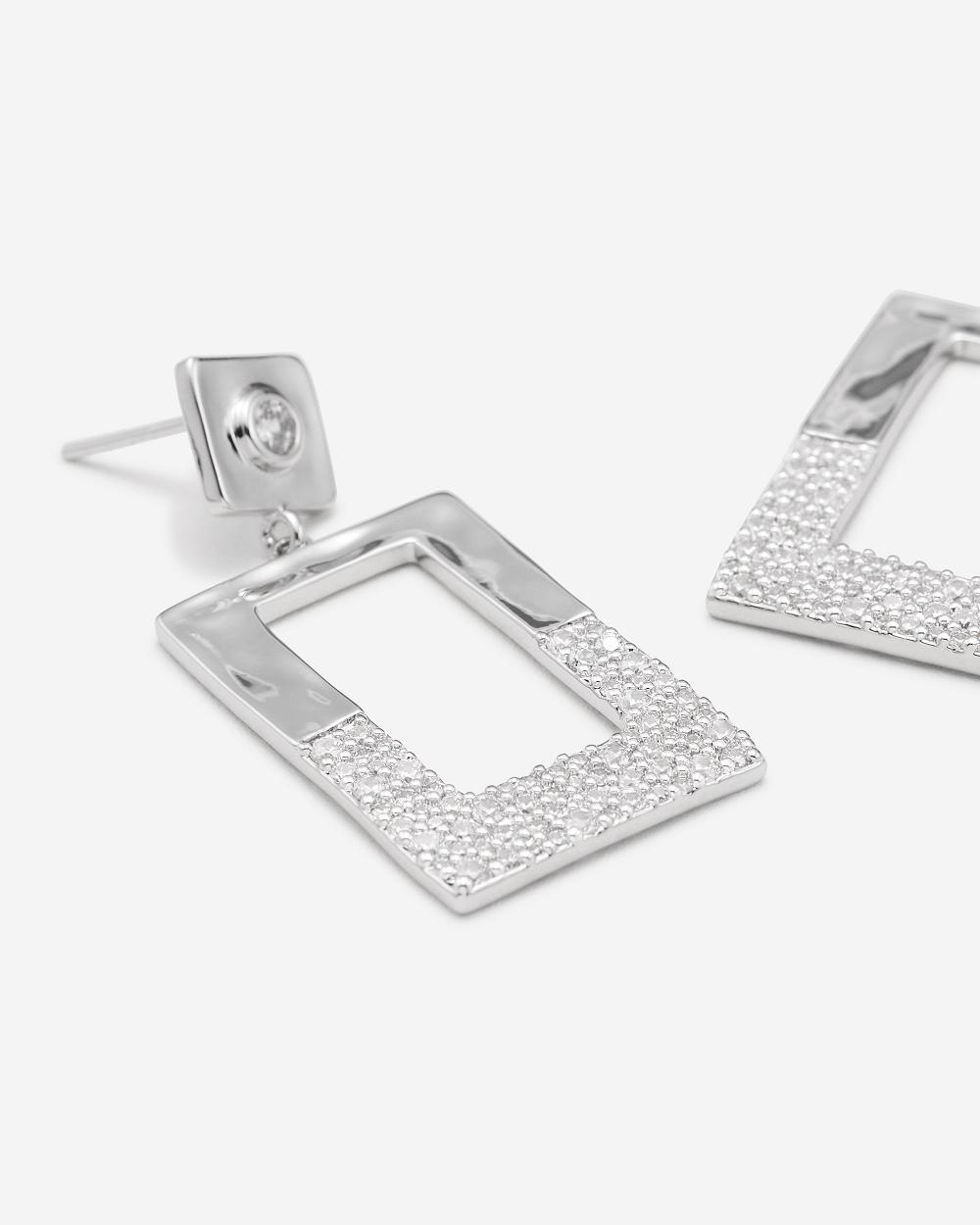 JW PEI Geometrical Openwork Rectangle Earrings Women Jewelry Silver | SG1092EX