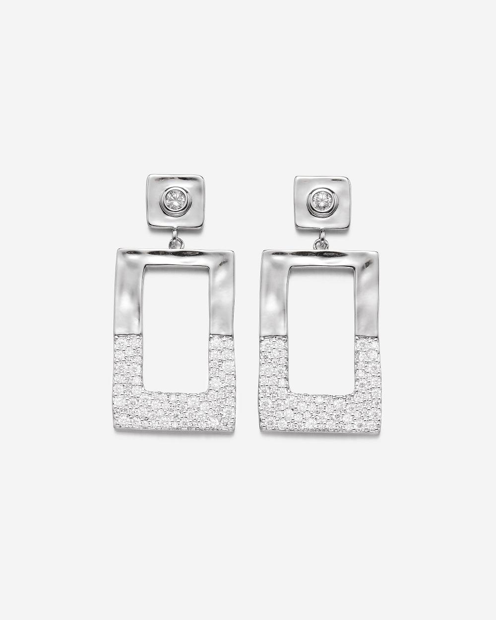 JW PEI Geometrical Openwork Rectangle Earrings Women Jewelry Silver | SG1092EX