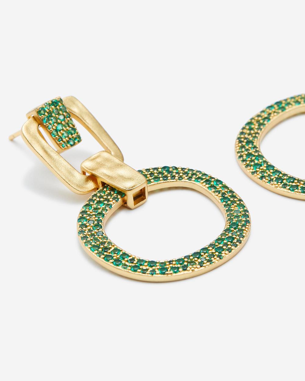 JW PEI Geometrical Openwork Round Earrings Women Jewelry Gold / Green | SG1086VD