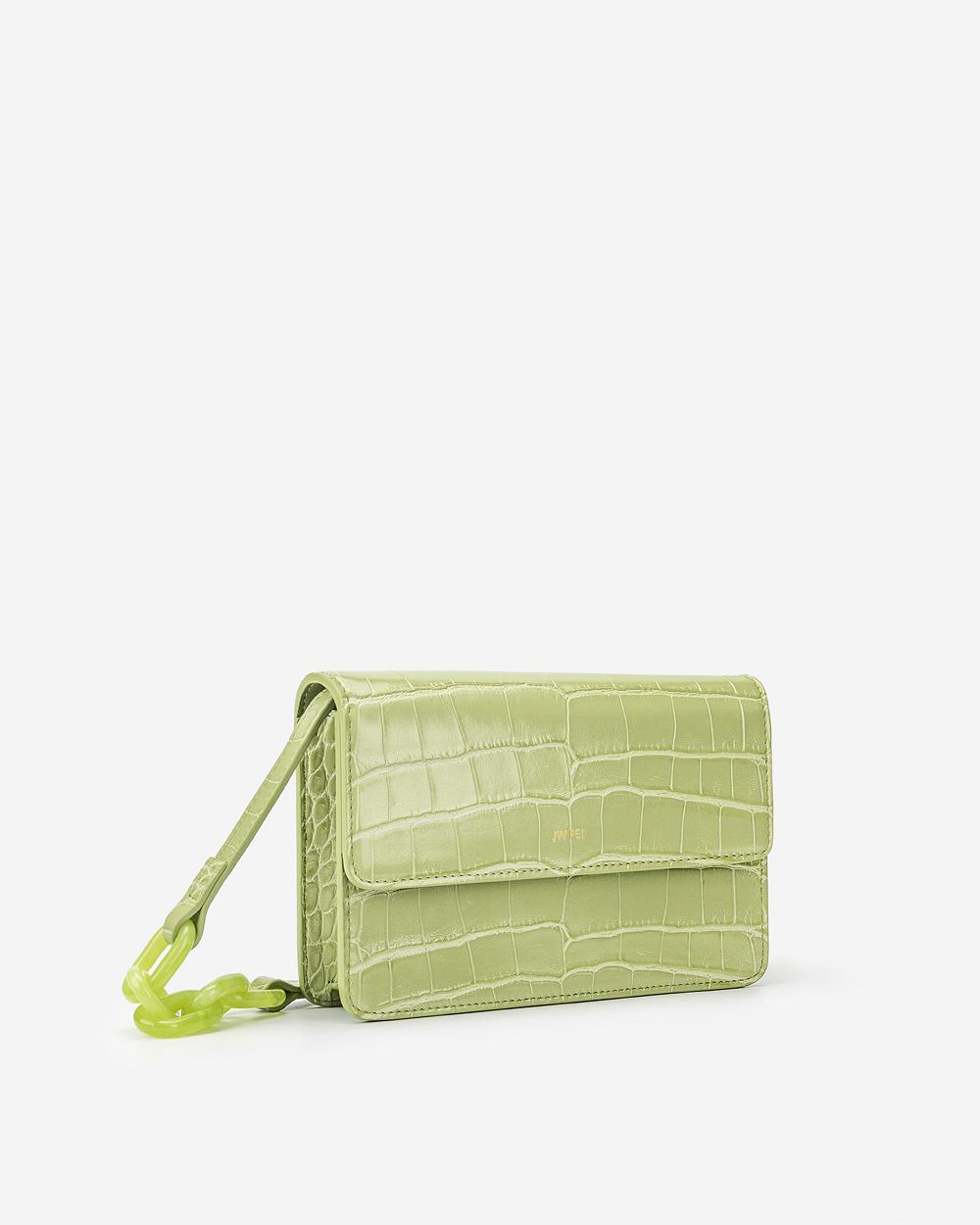 JW PEI Julia Acrylic Chain Women Crossbody Bags Olive / Green | SG1495HK