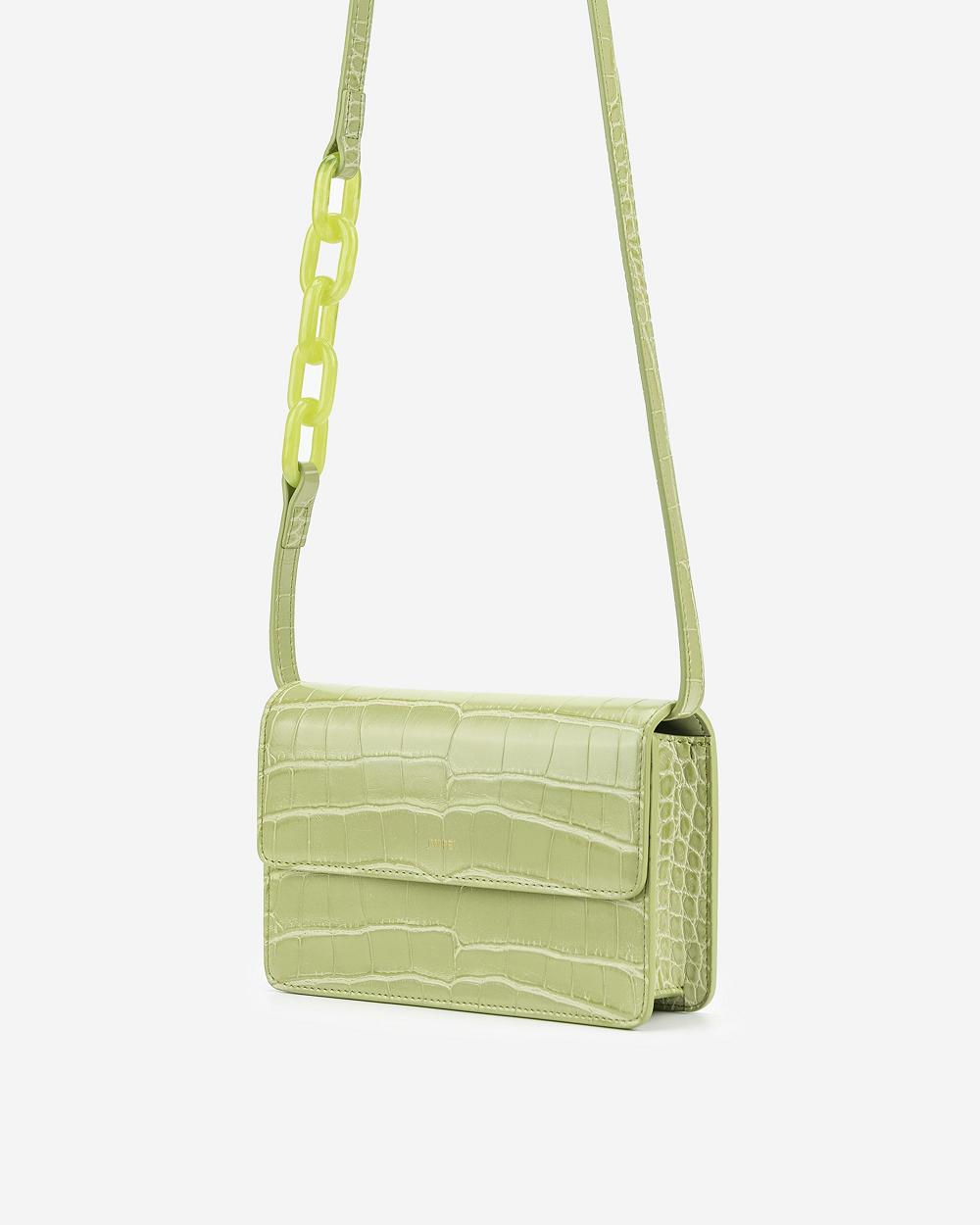 JW PEI Julia Acrylic Chain Women Crossbody Bags Olive / Green | SG1495HK