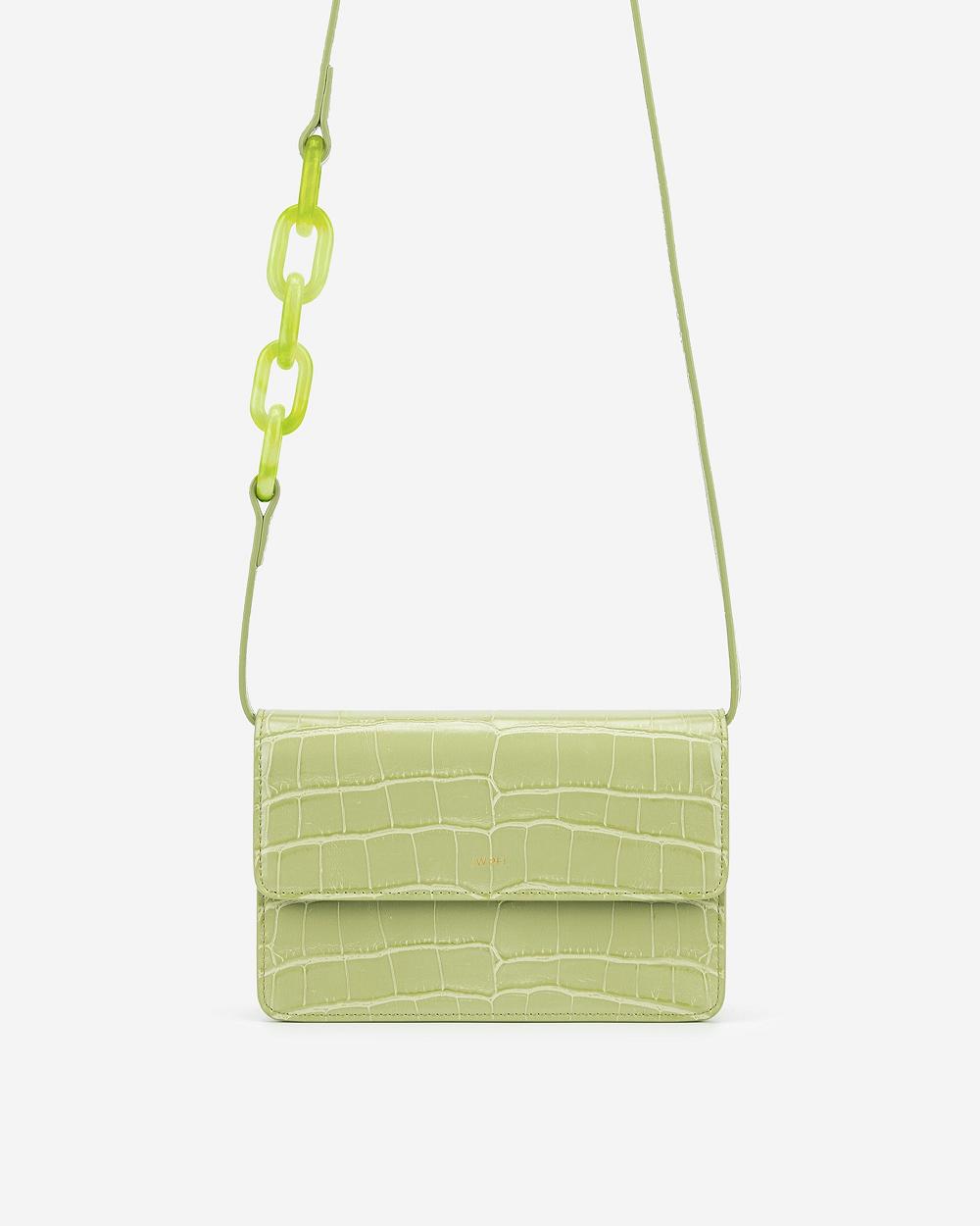 JW PEI Julia Acrylic Chain Women Crossbody Bags Olive / Green | SG1495HK