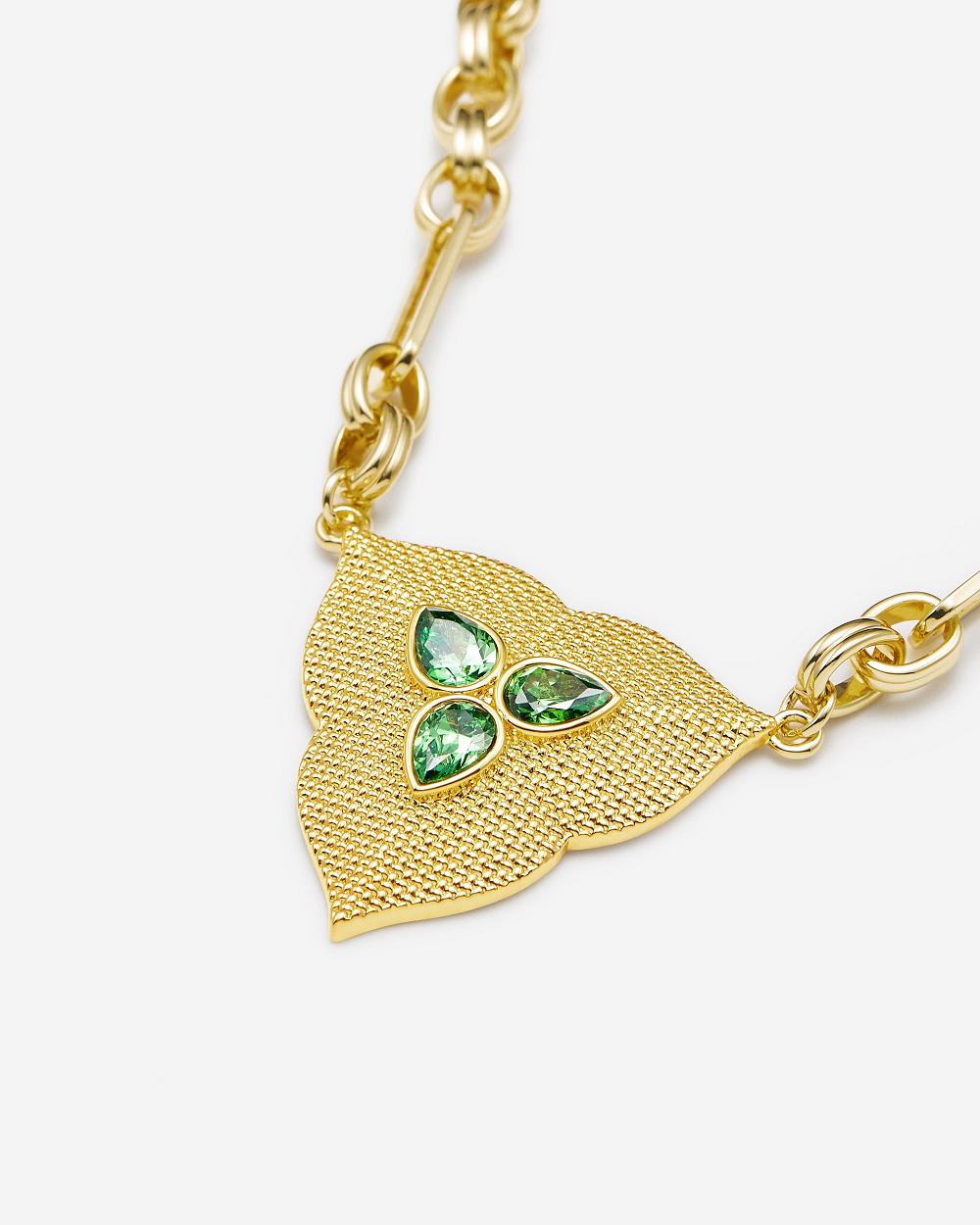 JW PEI Leaf Pendant Necklace Women Jewelry Gold / Green | SG1069YU