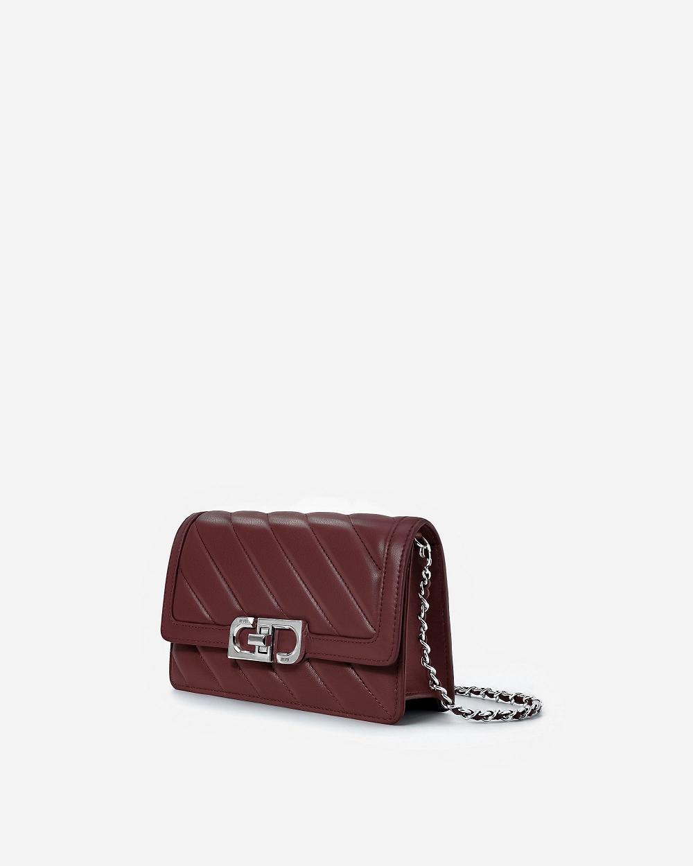 JW PEI Lottie Chain Women Crossbody Bags Burgundy / Red | SG1487IS