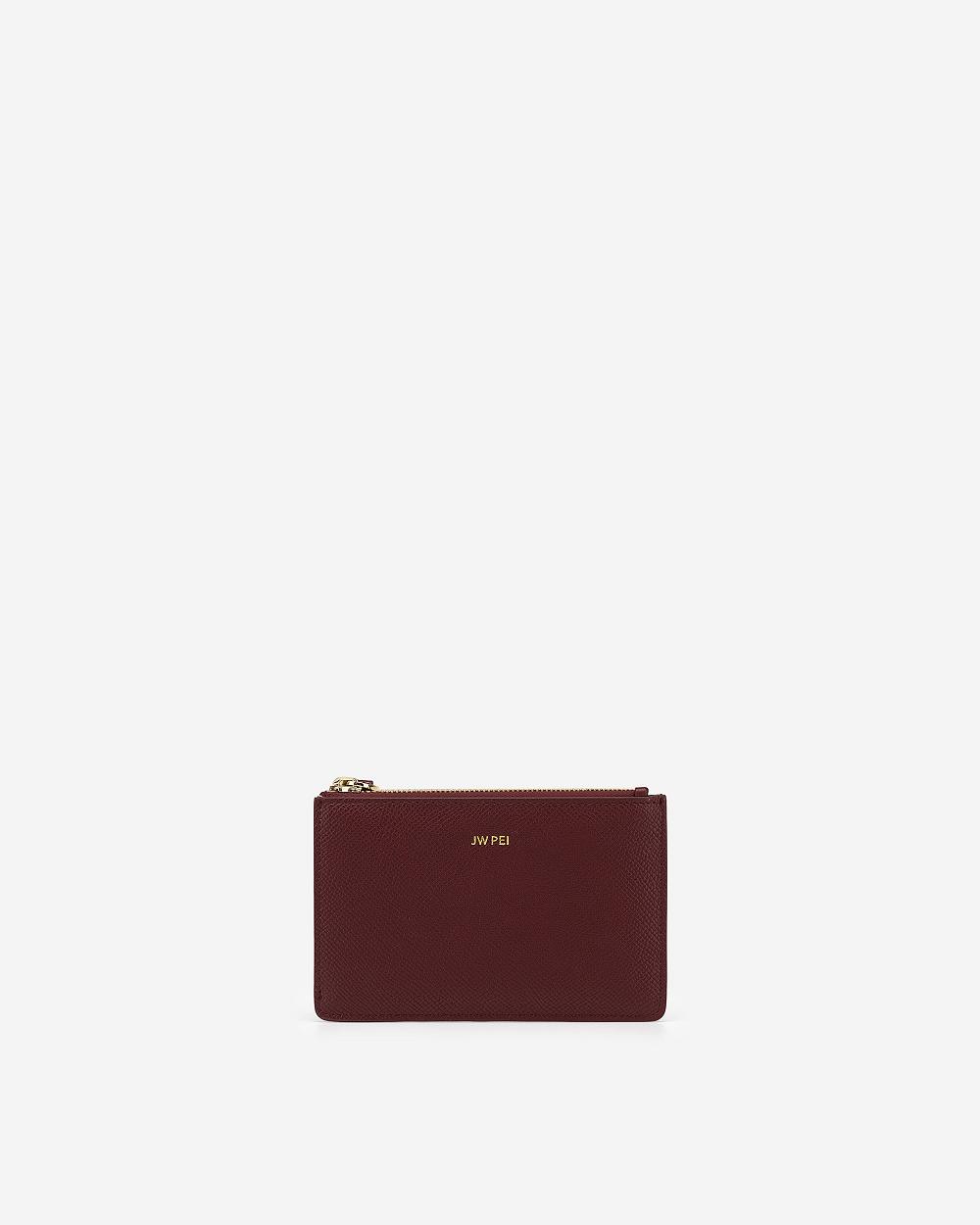 JW PEI Quinn Zipped Women Cardholders Burgundy | SG1168QZ