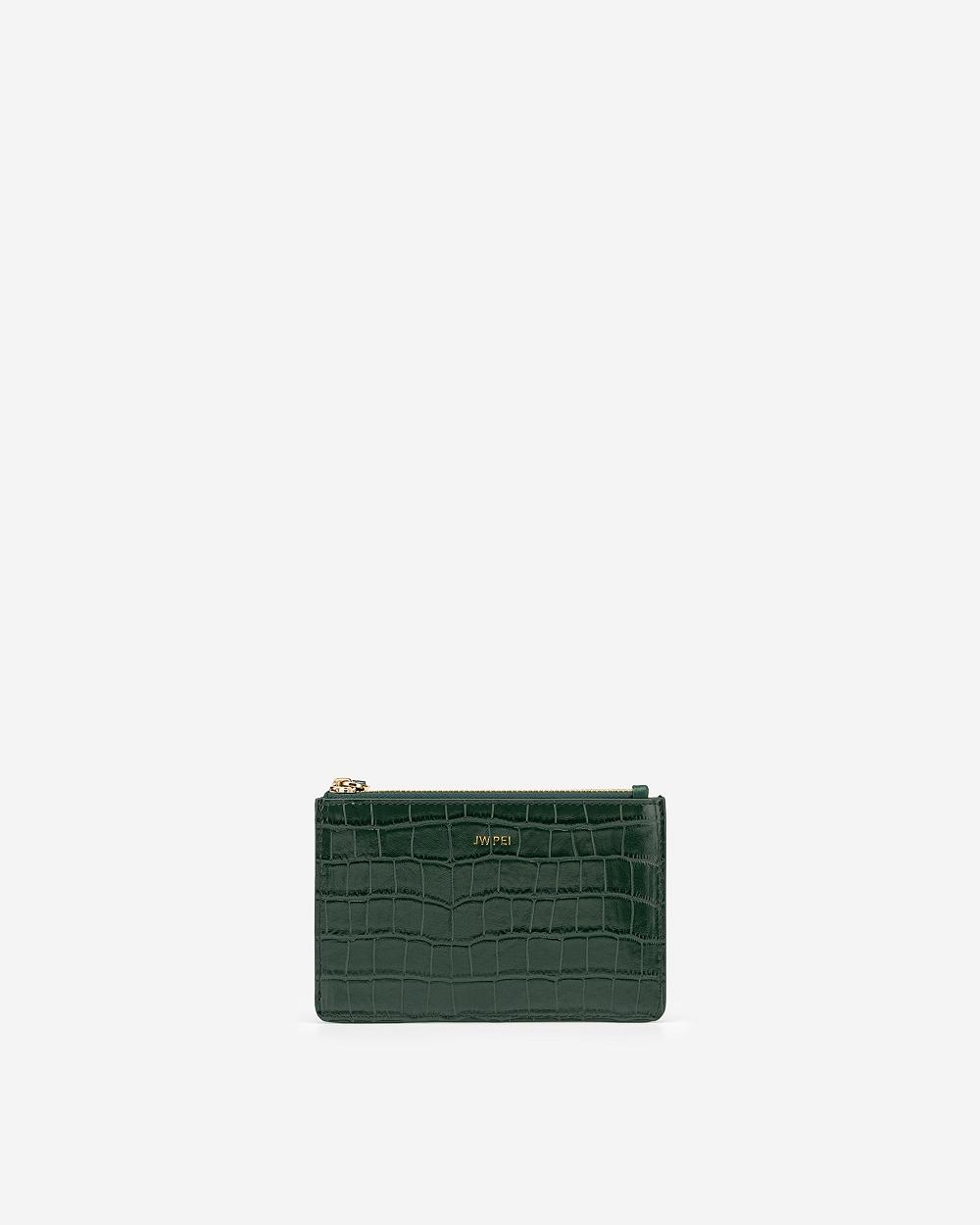 JW PEI Quinn Zipped Women Cardholders Olive | SG1162XF