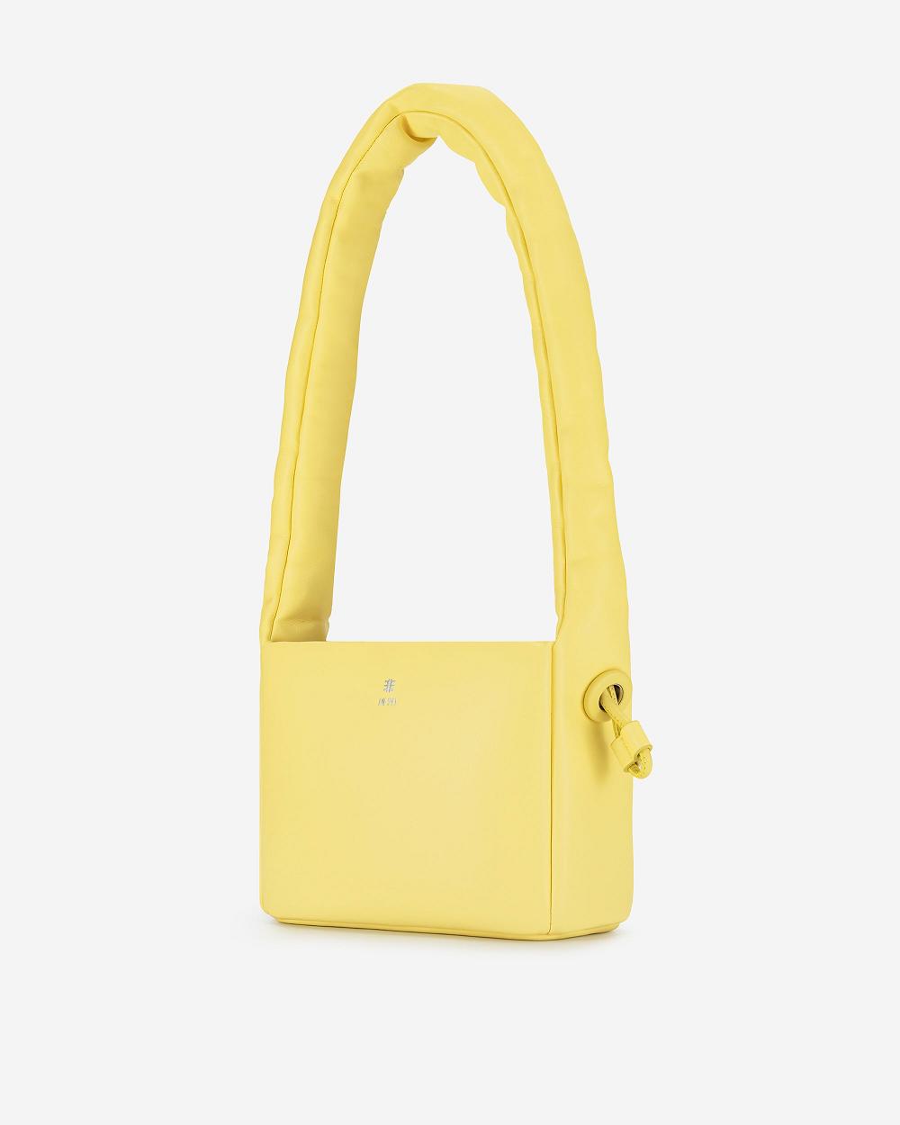 JW PEI Rylee Pleated Drawstring Top Handle Women Handbag Yellow | SG1379RW