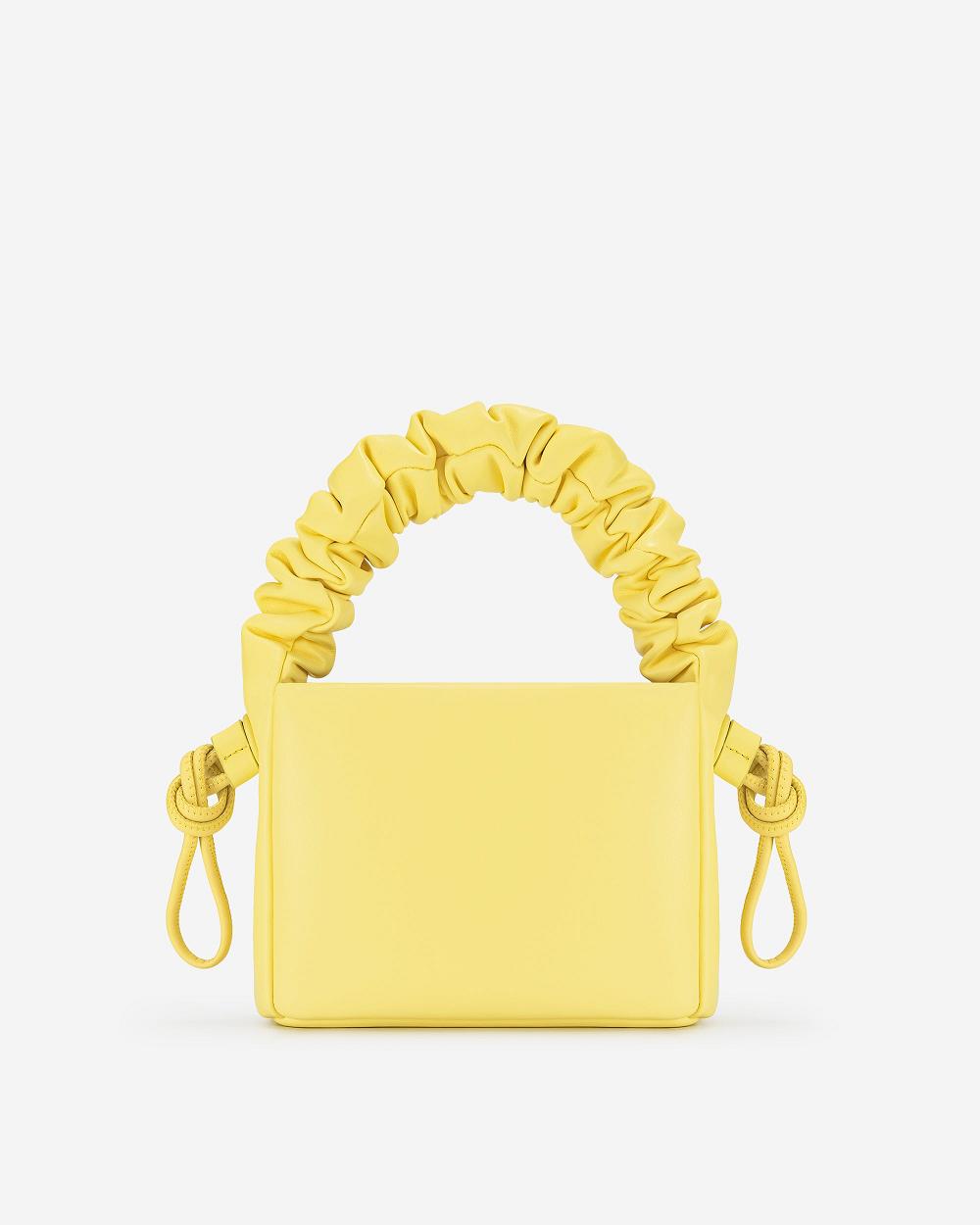 JW PEI Rylee Pleated Drawstring Top Handle Women Handbag Yellow | SG1379RW