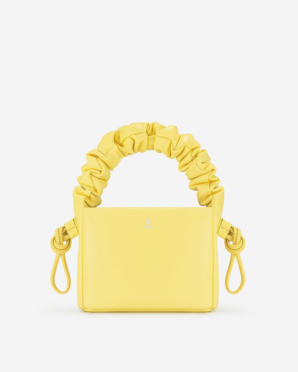 JW PEI Rylee Pleated Drawstring Top Handle Women Handbag Yellow | SG1379RW