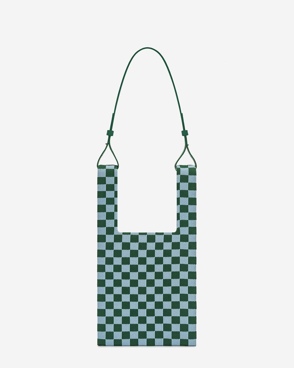 JW PEI Shea Checkerboard Knitted Women Tote Bags Green | SG1170EX