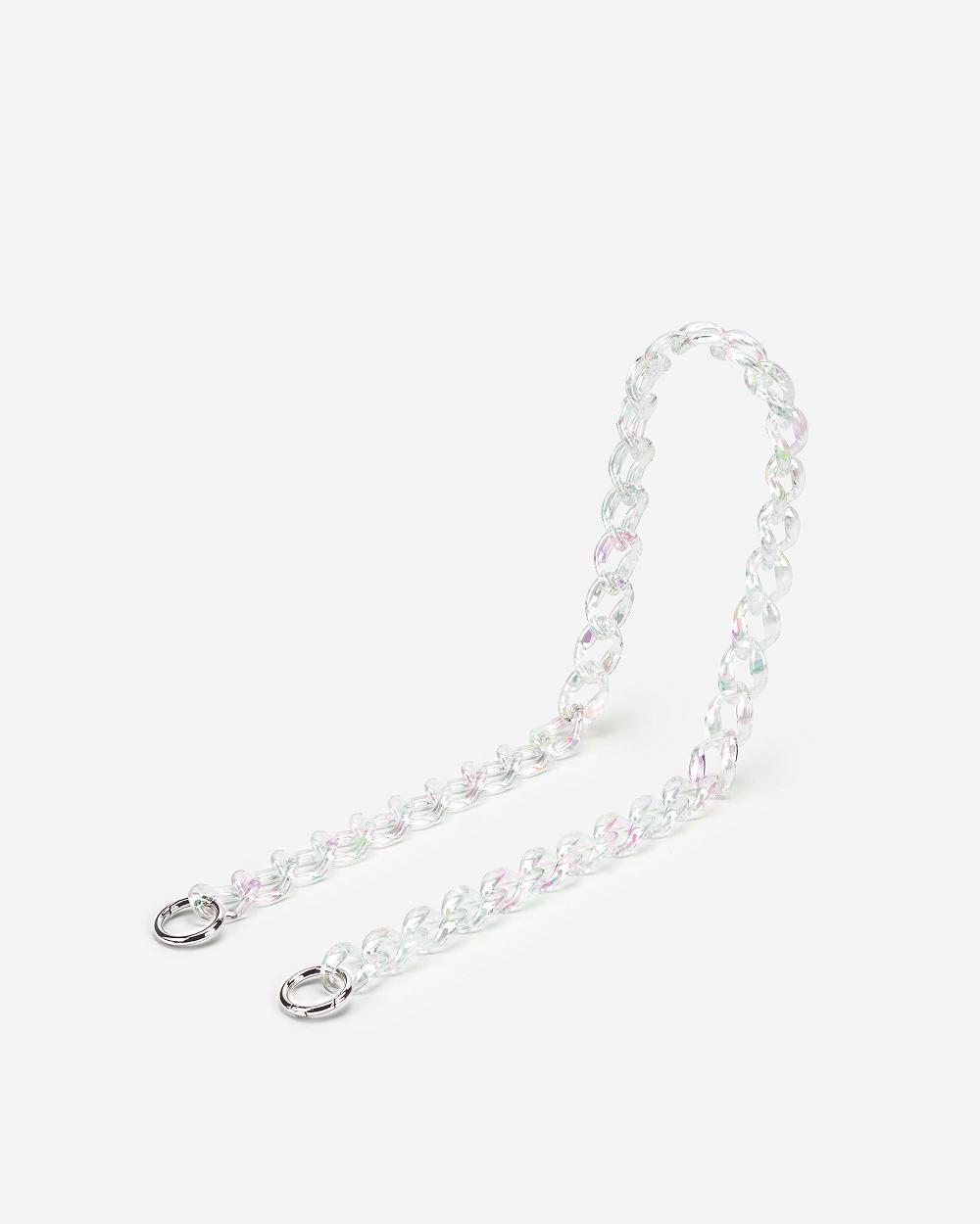 JW PEI Tara Laser Transparent Acrylic Women Chain Strap White | SG1127SO